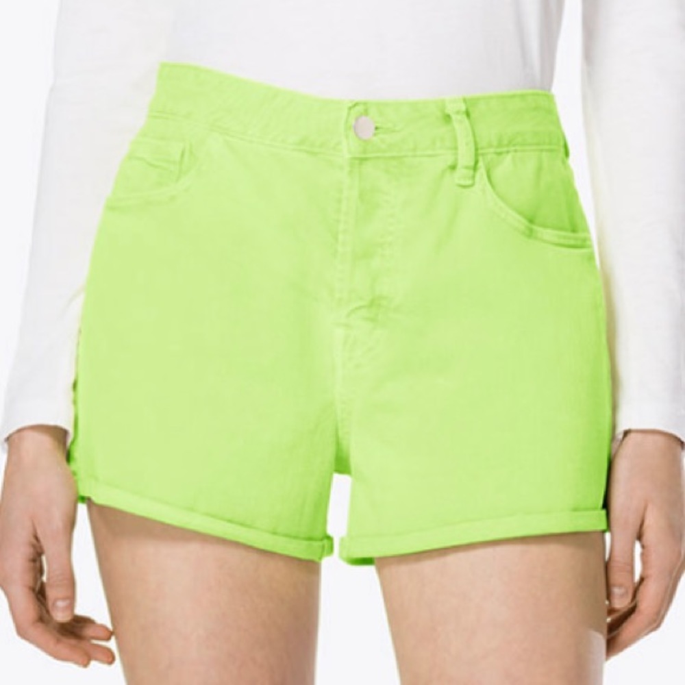 4/$25 J Brand Gracie High-Rise Shorts. Golden Kiwi